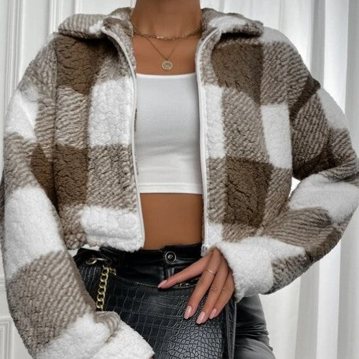 Women's Woolen Plaid Coat Autumn And Winter