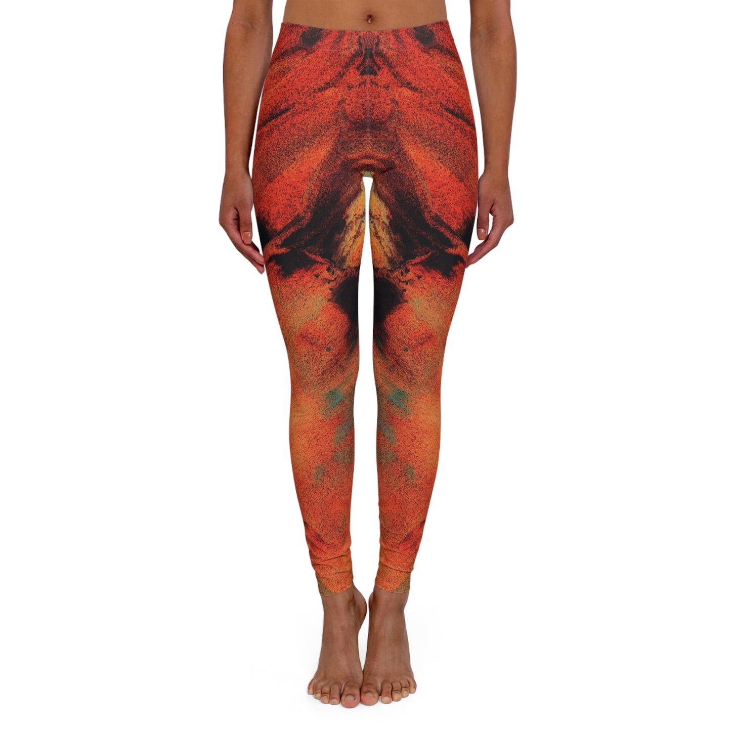 Color naranja - Leggings de spandex para mujer Inovax