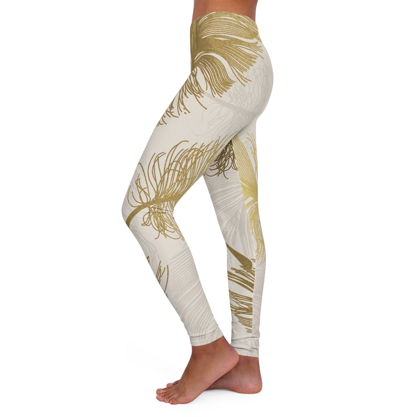 Plumas doradas - Leggings de spandex para mujer Inovax