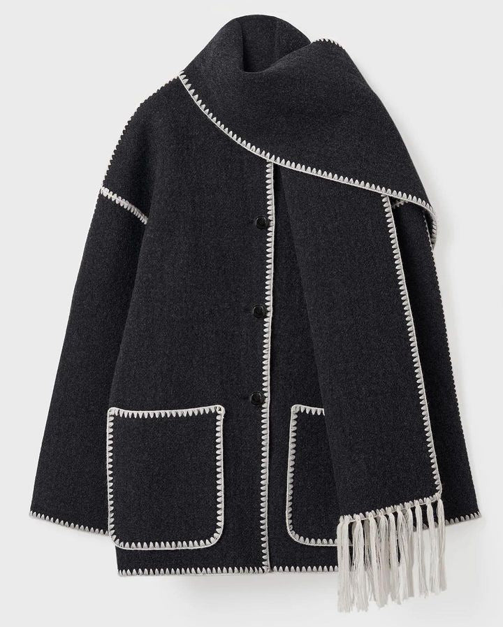 Manteau en laine épais pour femmes, avec écharpe, pompon, veste ample, décontractée, bureau, Streetwear, automne et hiver