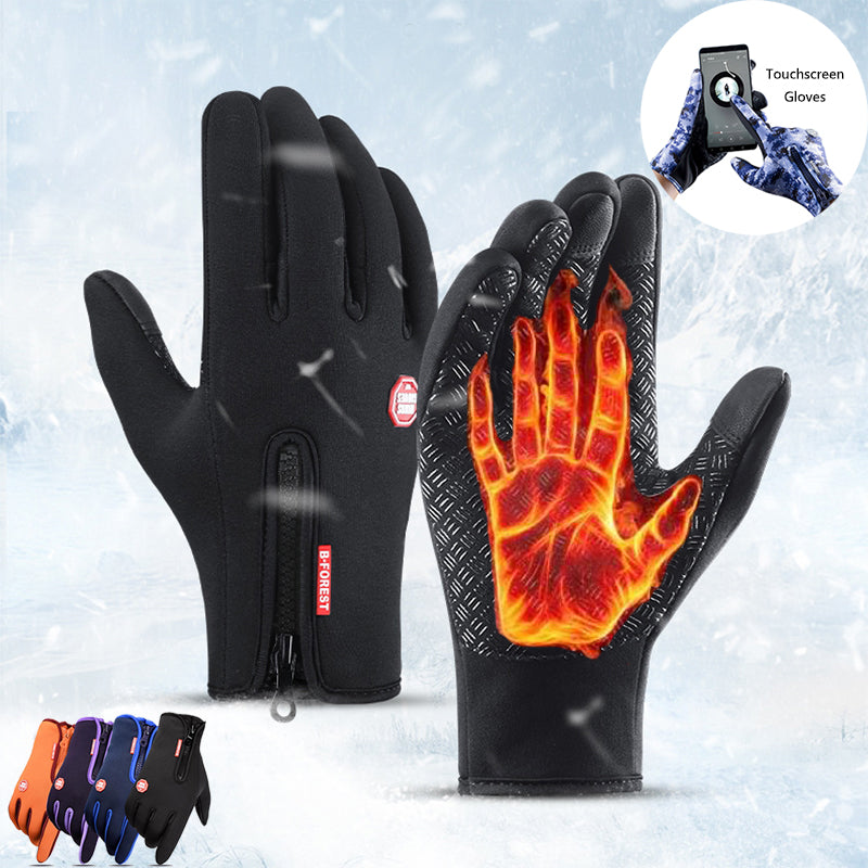 Guantes de invierno con pantalla táctil para montar en motocicleta, guantes deportivos impermeables deslizantes con forro polar