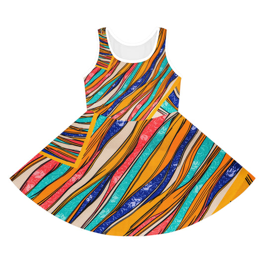 Color Brushstroke - Inovax Girl's Sleeveless Sundress