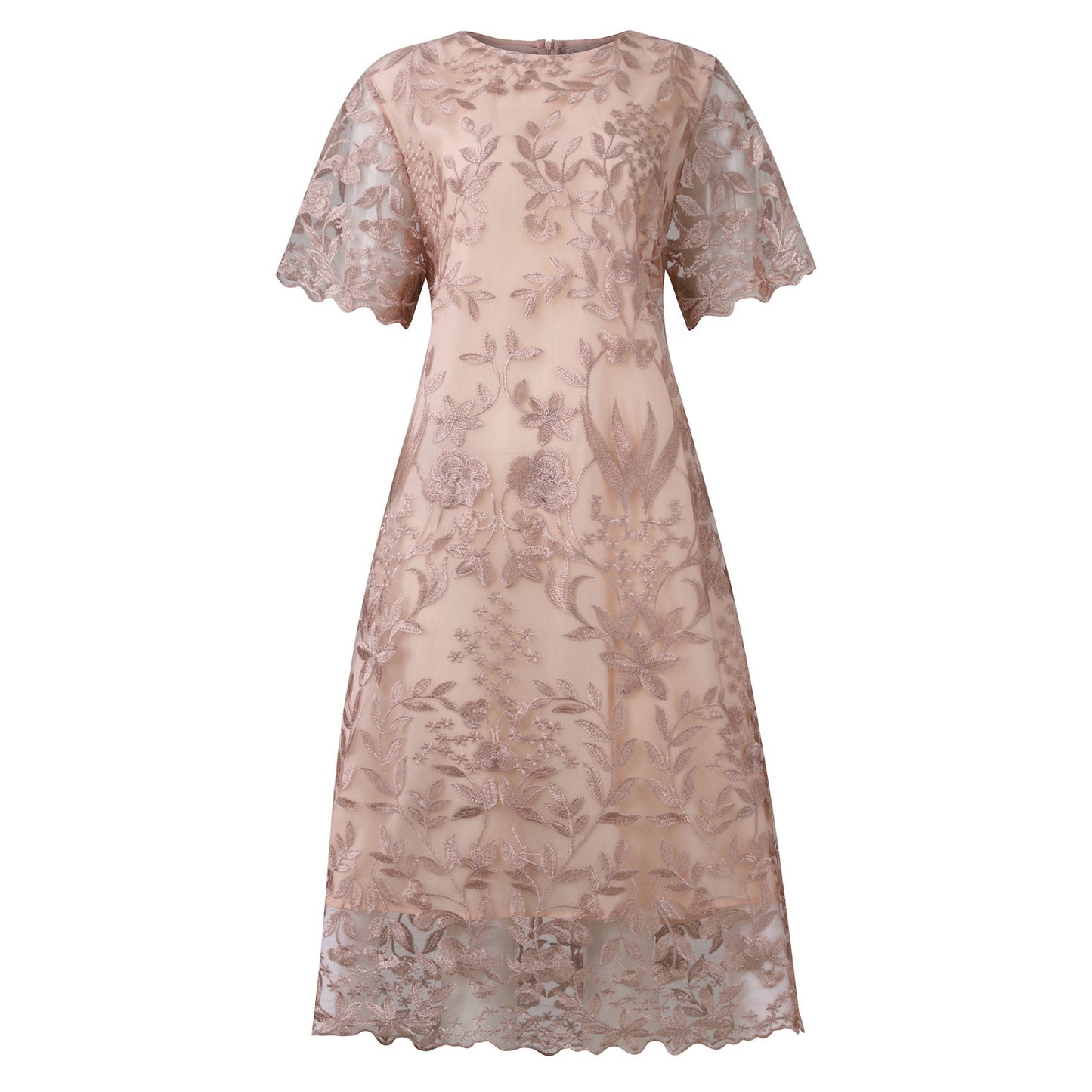 European And American Stitching Embroidered Lace Slim Cocktail Dress