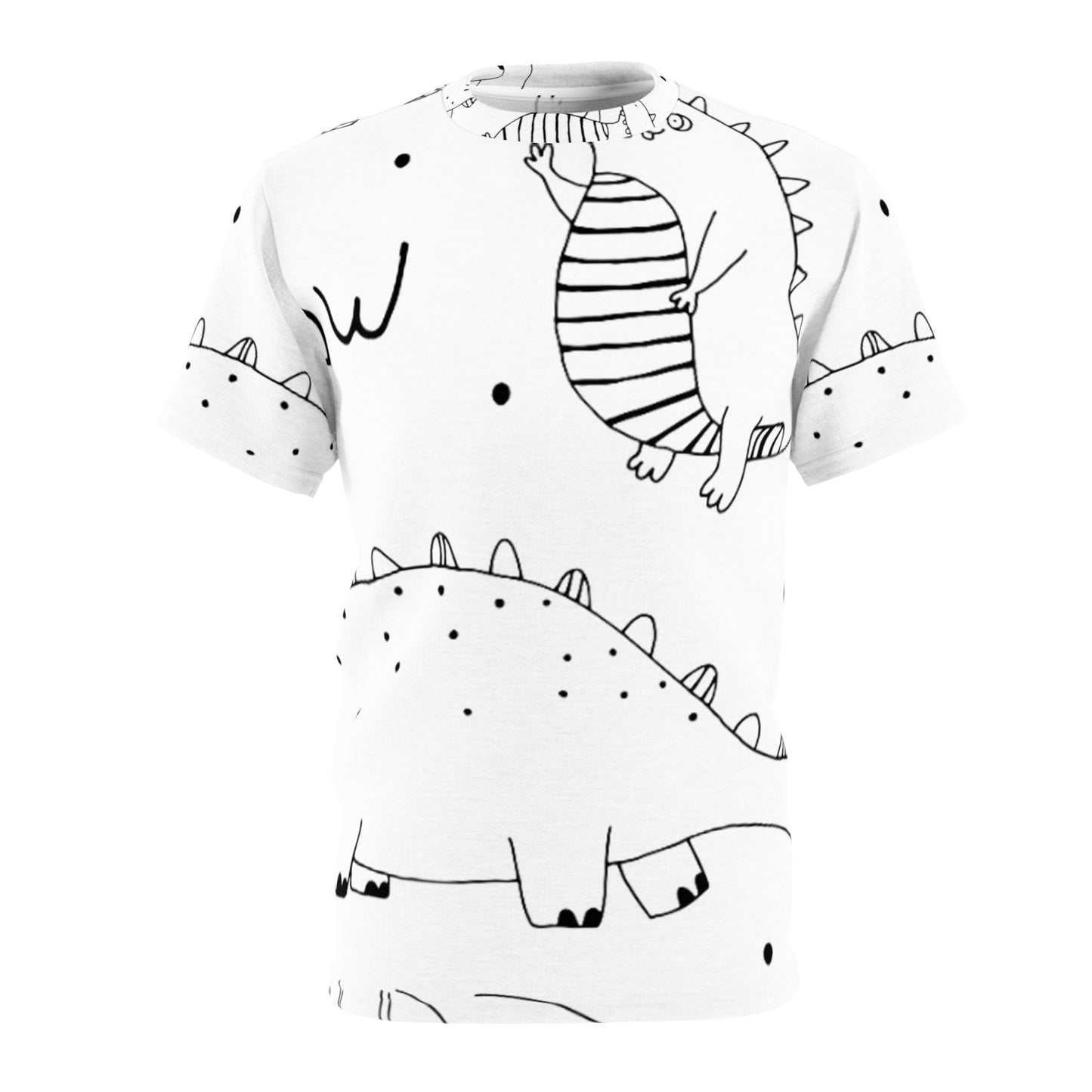 Doodle Dinosours - Camiseta unisex de corte y costura Inovax