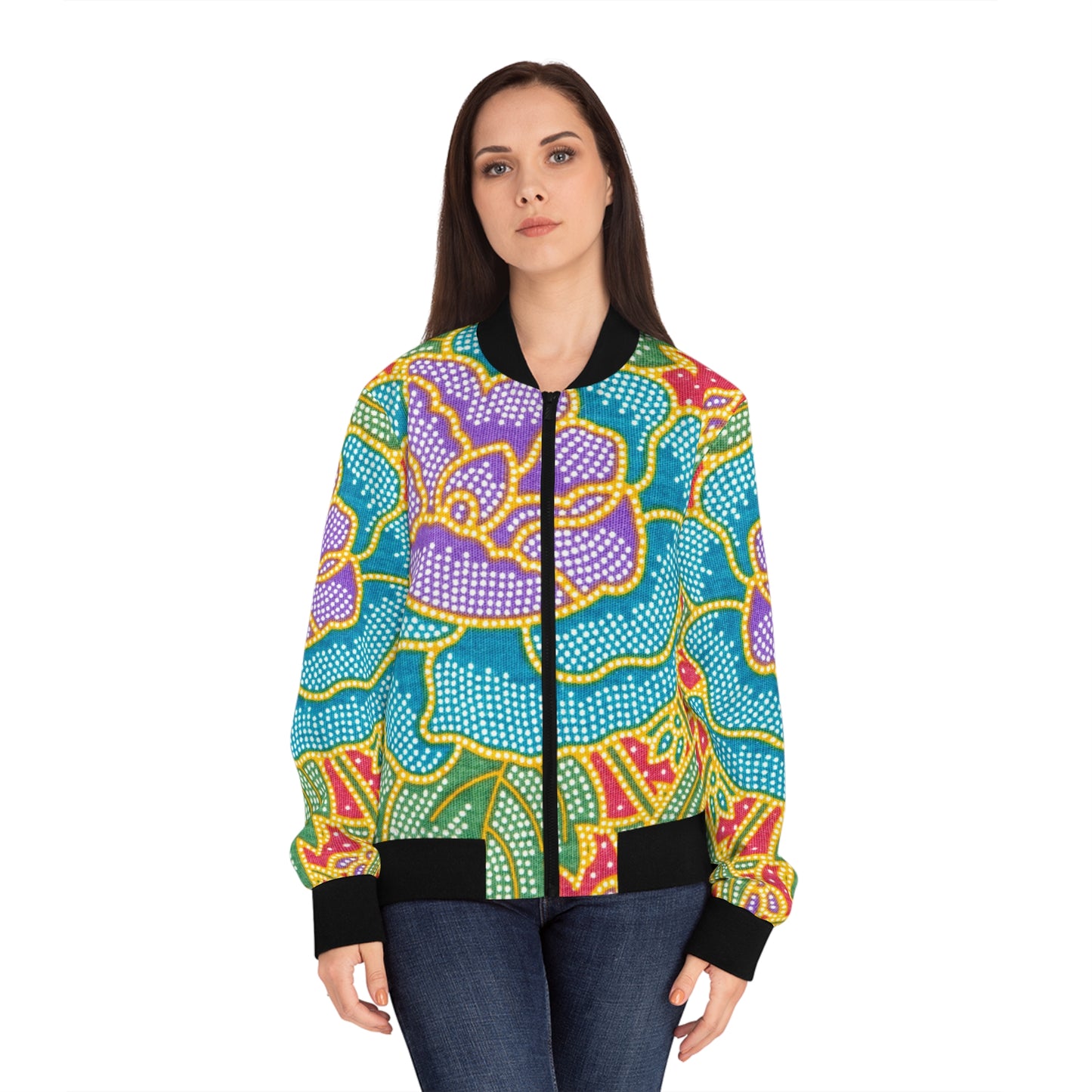 Fleurs vertes et rouges - Bomber Femme Inovax