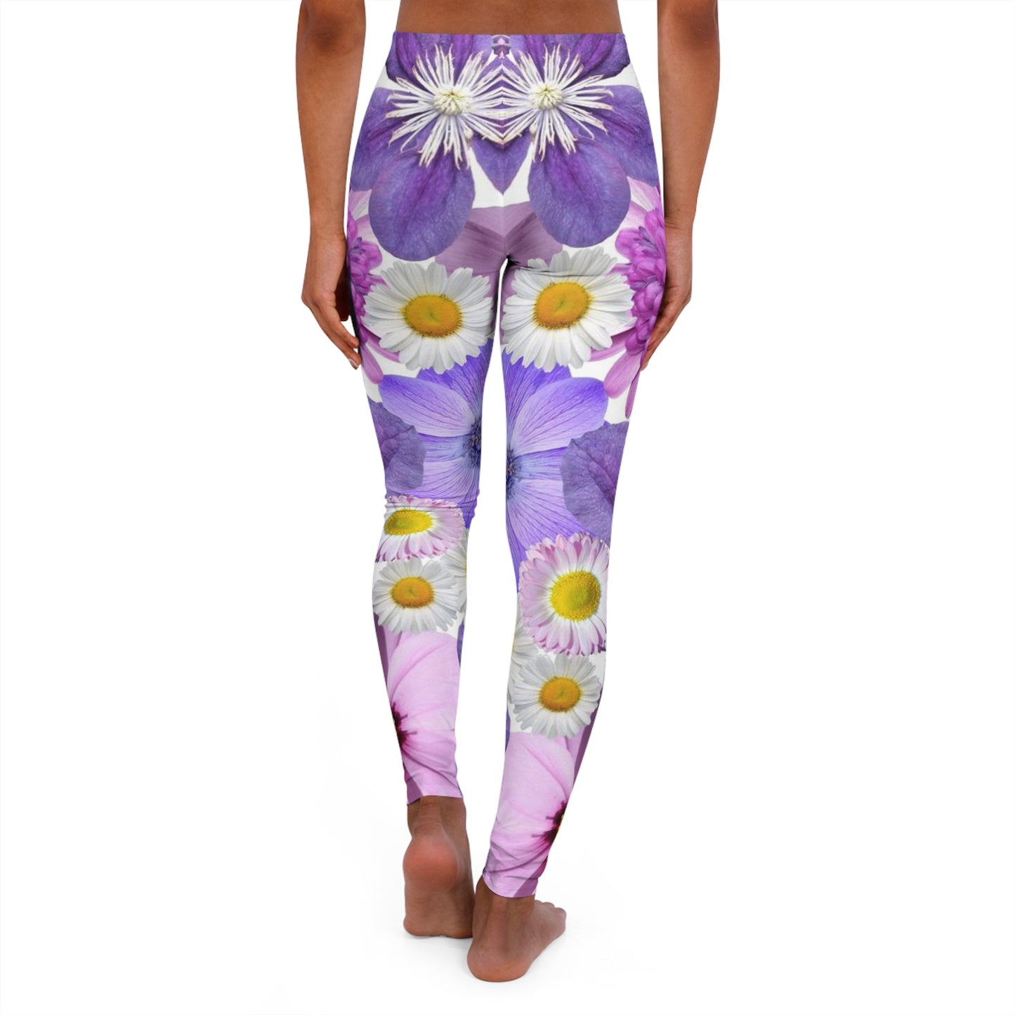 Flores moradas - Leggings de spandex para mujer Inovax