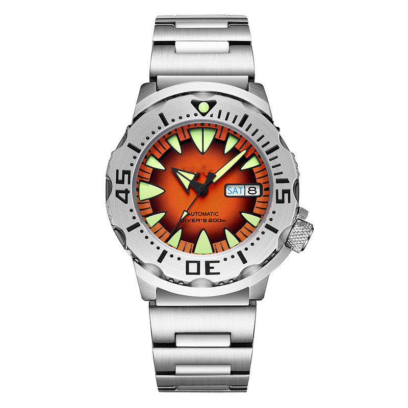 Reloj mecánico impermeable luminoso de acero inoxidable a la moda para hombre