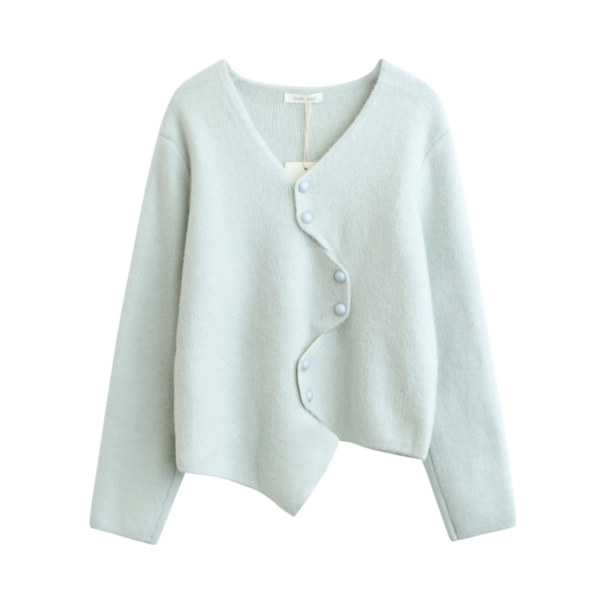 Pull en tricot à col en V irrégulier pour femme, pull pelucheux, vêtements d'extérieur en tricot ample et pelucheux pour femme, cardigan côtelé tricoté à la main, vêtements de printemps