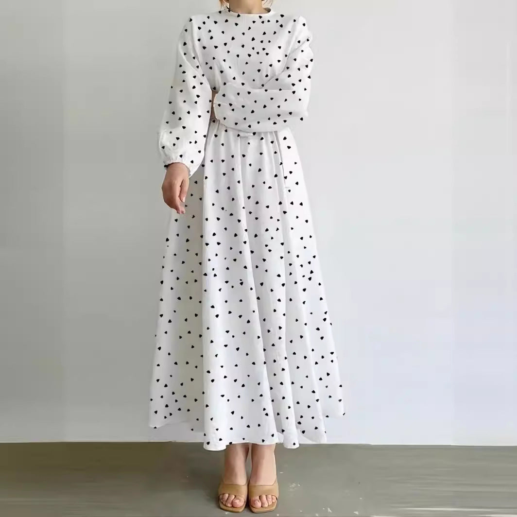 Vestido casual suelto con estampado en forma de corazón para mujer