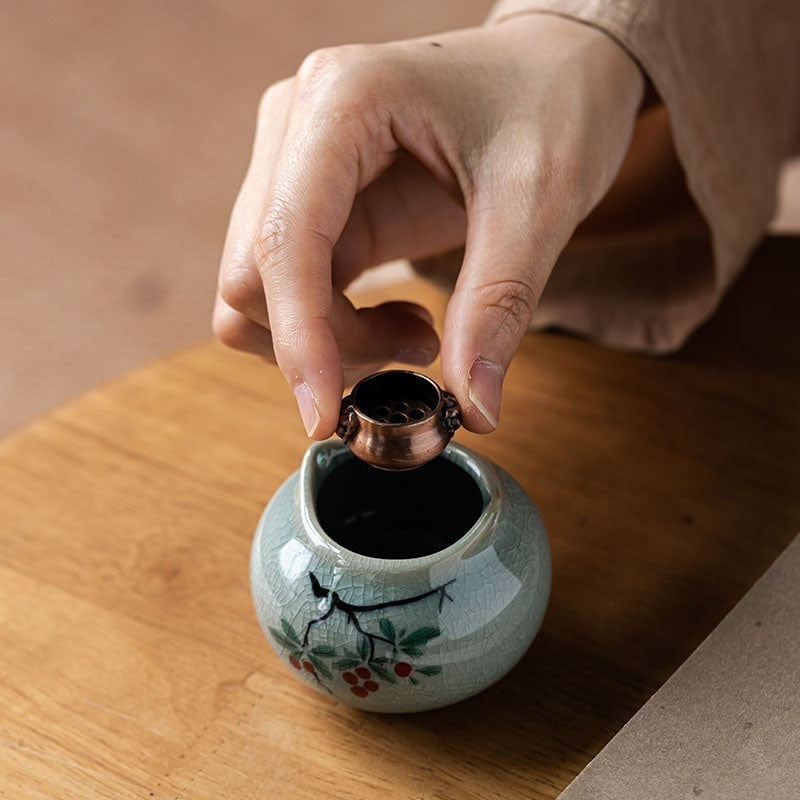 Creative Ice Crack Hand Painted Small Incense Burner Home Indoor Incense Ceremony Decoration