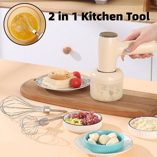 Hachoir à ail électrique 2 en 1, Rechargeable par USB, pour légumes, Chili, viande, gingembre, Gadgets de cuisine polyvalents portatifs