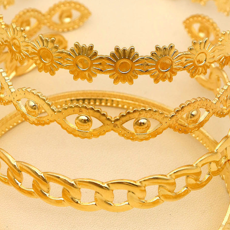 Ensemble de bracelets pour femmes avec chaîne à fleurs et feuilles