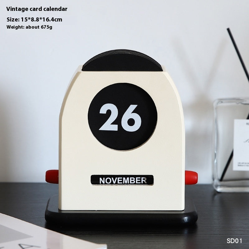 Creative Wooden Calendar Office Desktop Home Study Living Room Decoration