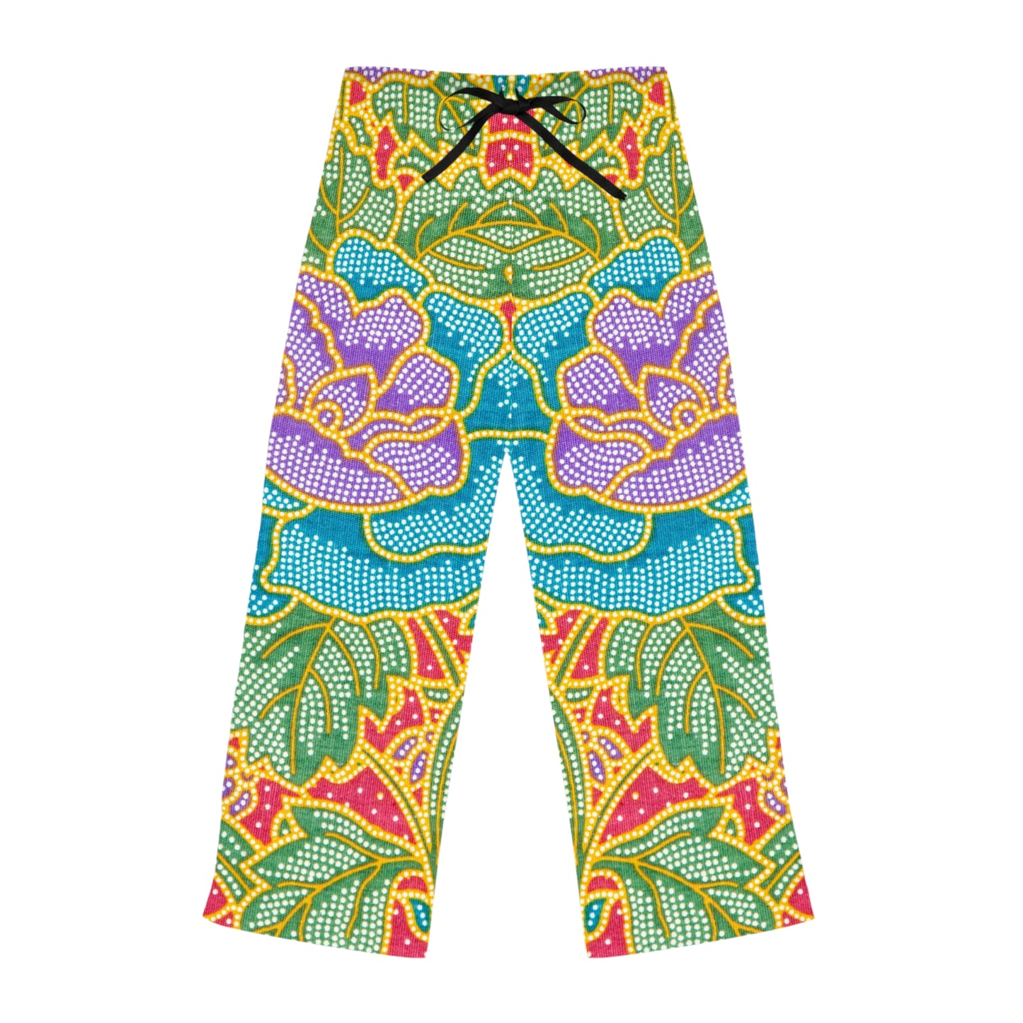 Green and red flowers - Inovax Women's Pajama Pants