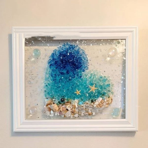 Sea Glass Art Home Decoration DIY Photo Frame