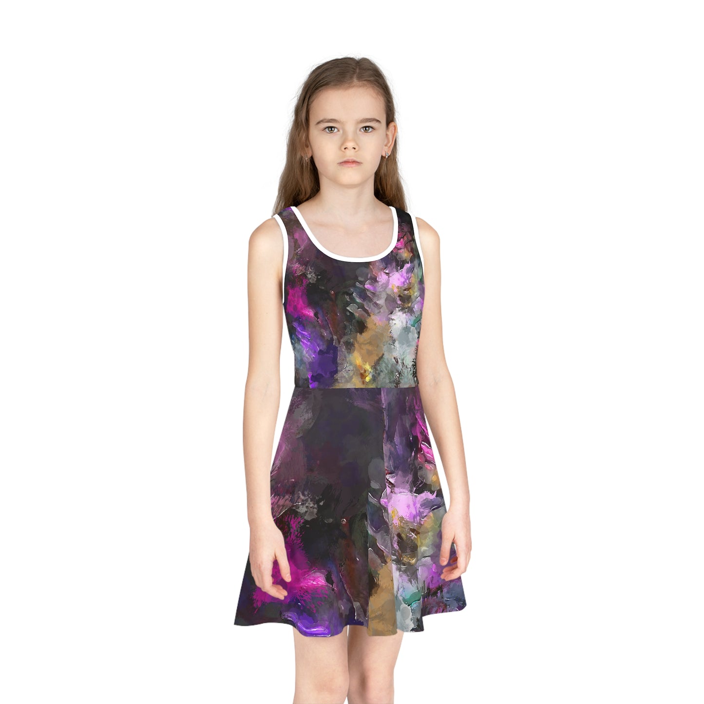 Purple Painting - Inovax Girl's Sleeveless Sundress