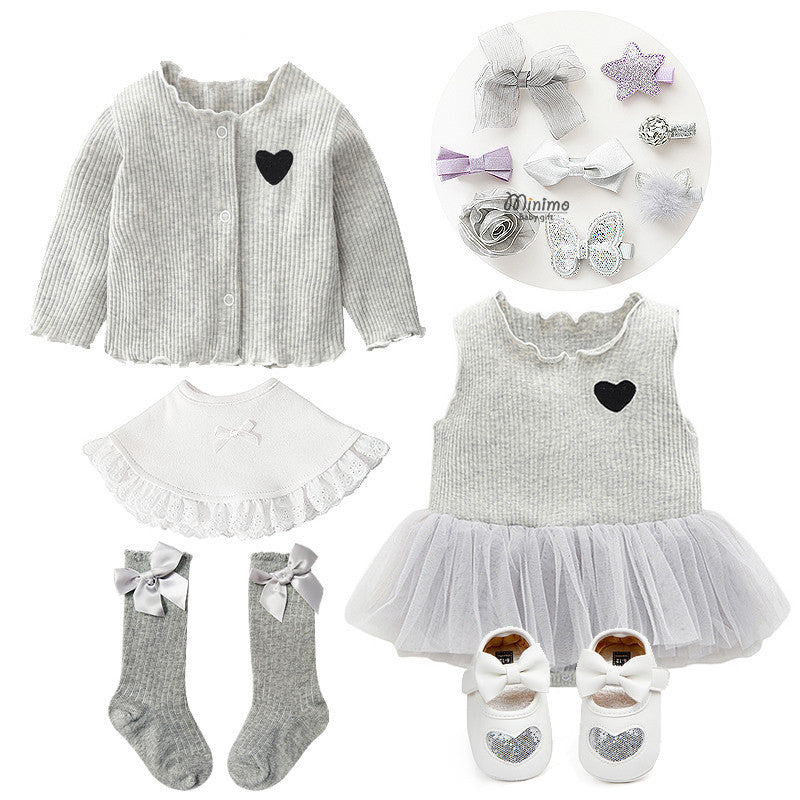 Costume de nouveau-né de vêtements de bébé de petite fille douce et mignonne de style occidental