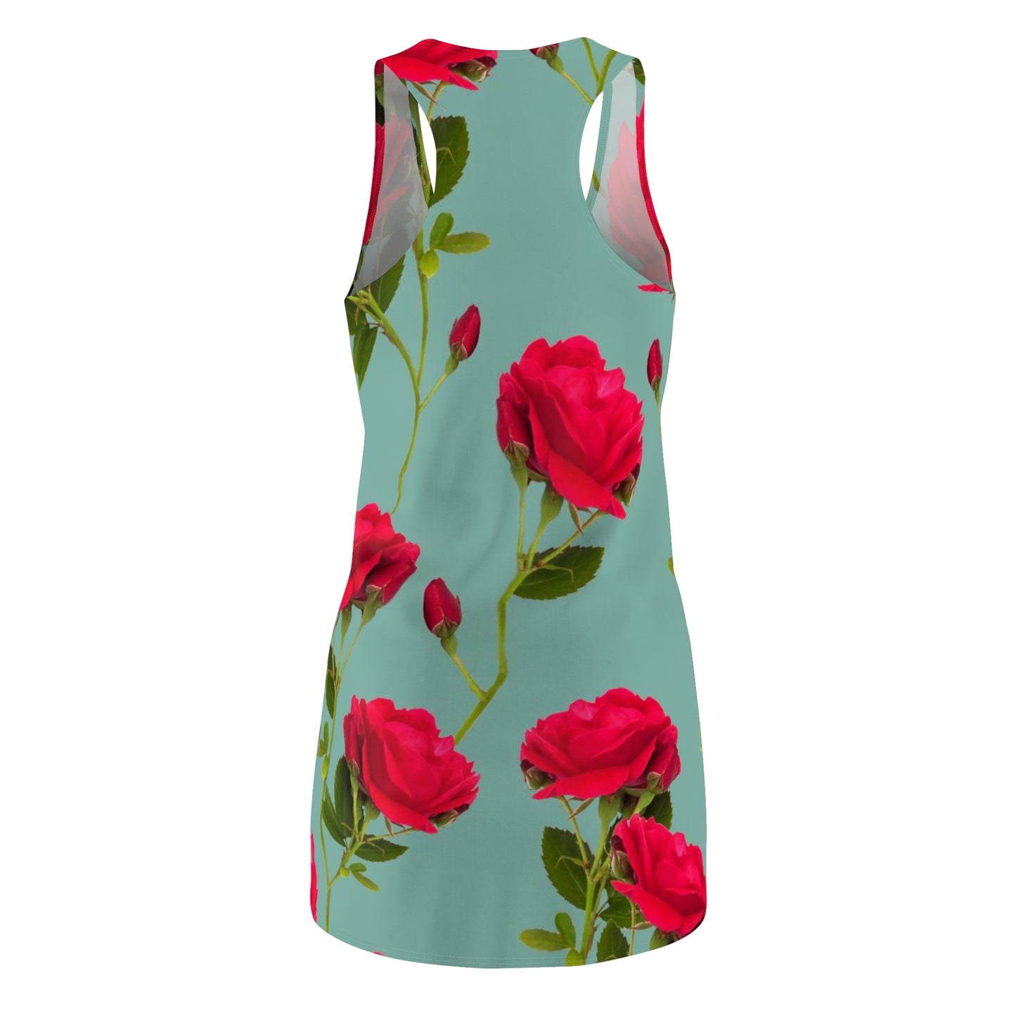 Fleurs rouges et bleues - Robe dos nageur coupé-cousu Inovax pour femme