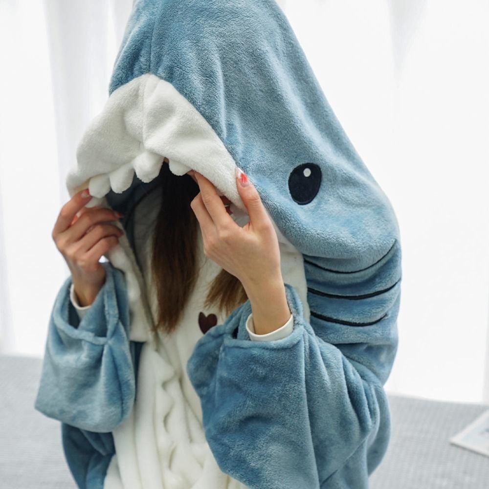 Dessin animé requin sac de couchage pyjamas bureau sieste requin couverture Karakal haute qualité tissu sirène châle couverture pour enfants