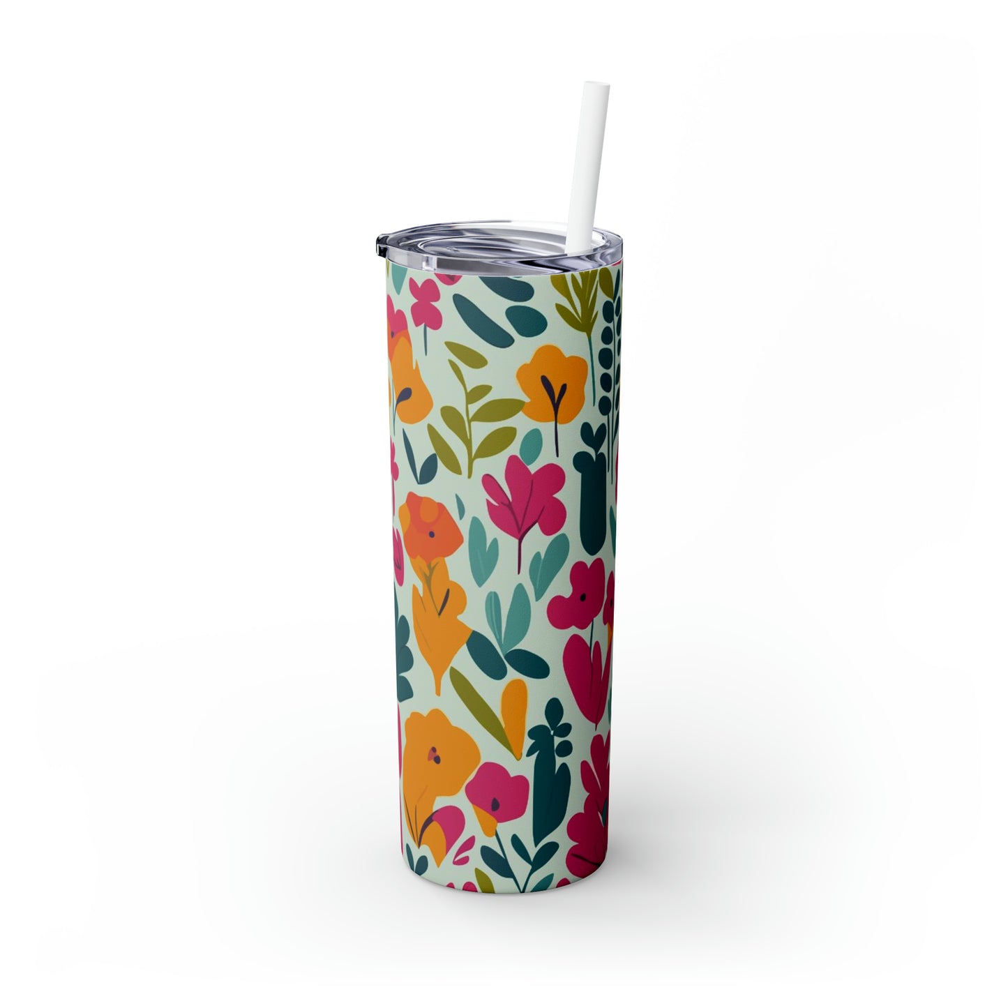 Fleurs claires - Inovax Maars® Skinny Tumbler avec Paille 20oz