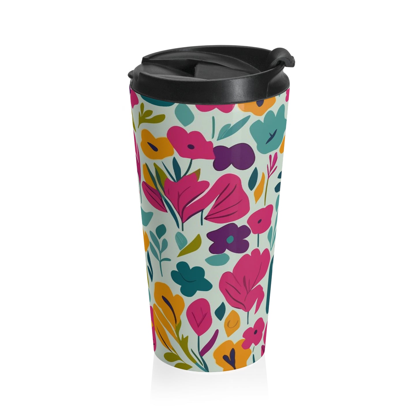 Flores claras - Taza de viaje de acero inoxidable Inovax