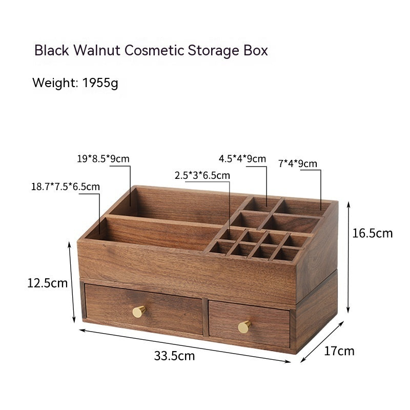 Caja de almacenamiento de cosméticos de madera maciza, organizador de cajones para brochas de maquillaje