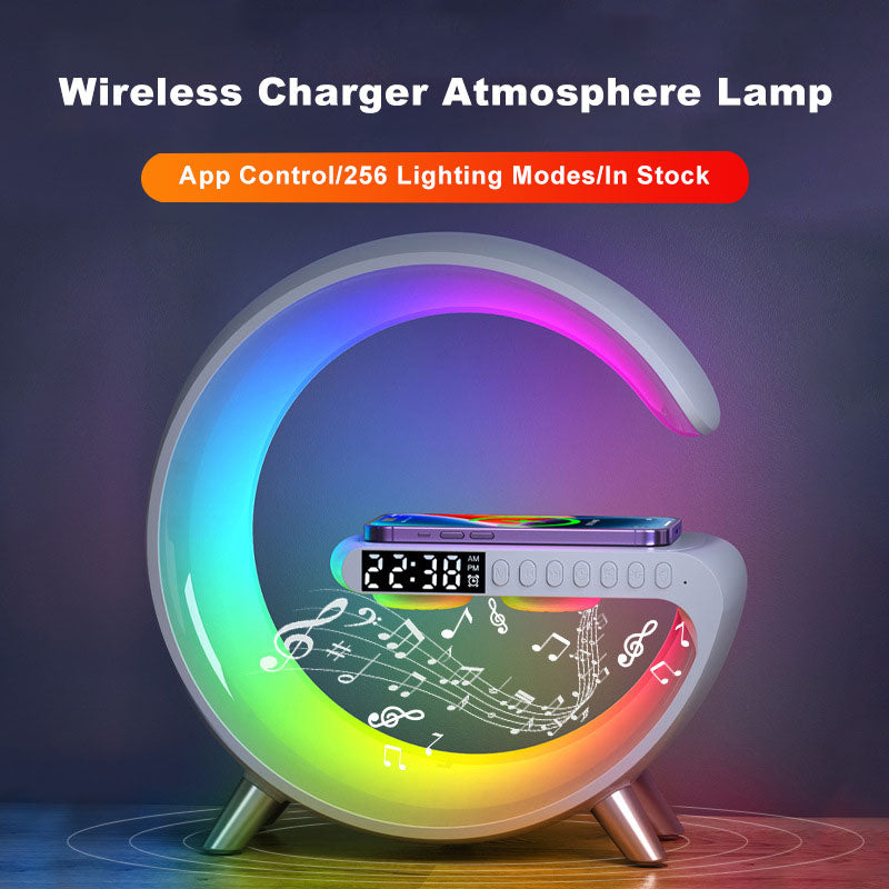 Lampe LED intelligente en forme de G, Bluetooth, chargeur sans fil, lampe d'ambiance, contrôle par application, pour chambre à coucher, décoration de la maison, nouveauté 2023