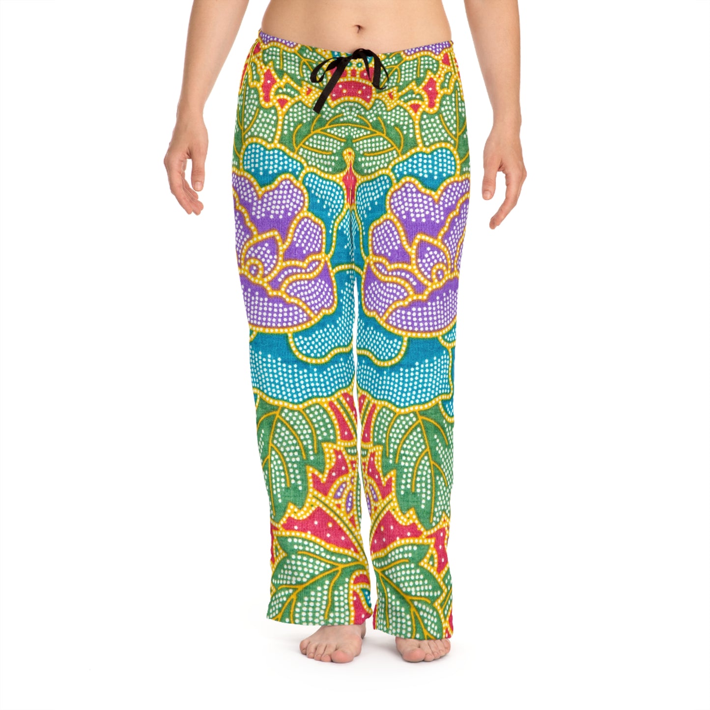 Green and red flowers - Inovax Women's Pajama Pants