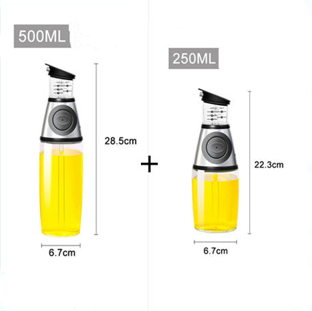 Botella de vidrio medible de 500 ml, botella de aceite, botella de soja, utensilios de cocina