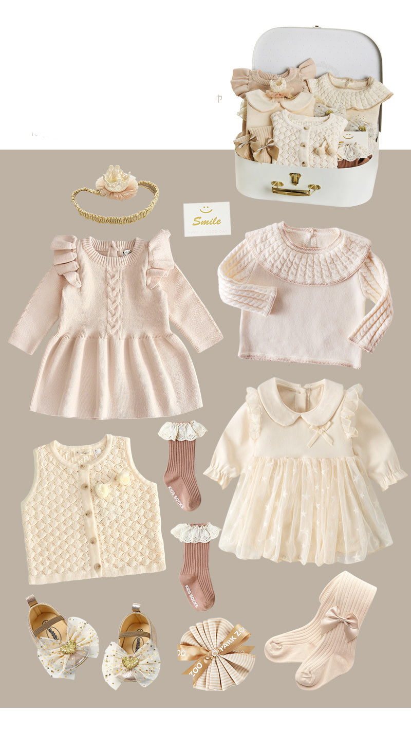 Coffret cadeau nouveau-né costume printemps et été fille bébé cadeau pleine lune