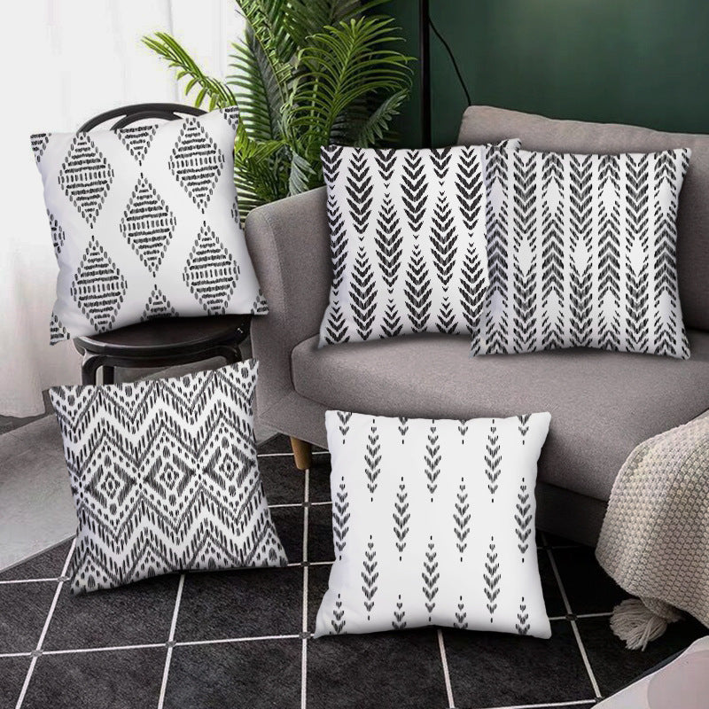 Housse de coussin à lignes géométriques simples pour décoration d'intérieur