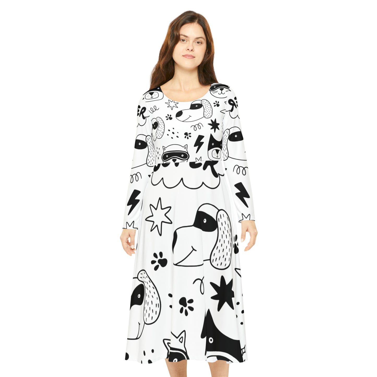 Doodle Dogs &amp; Cats - Vestido de baile de manga larga para mujer Inovax