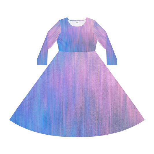 Azul y Morado Metálico - Vestido de Danza de Manga Larga para Mujer Inovax