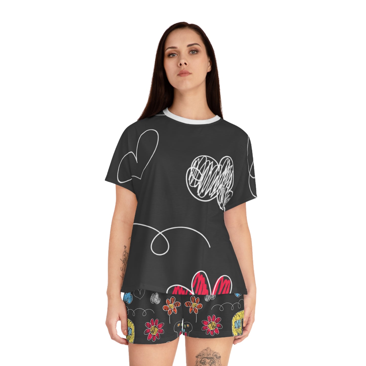 Kids Doodle Playground - Conjunto de pijama corto para mujer Inovax