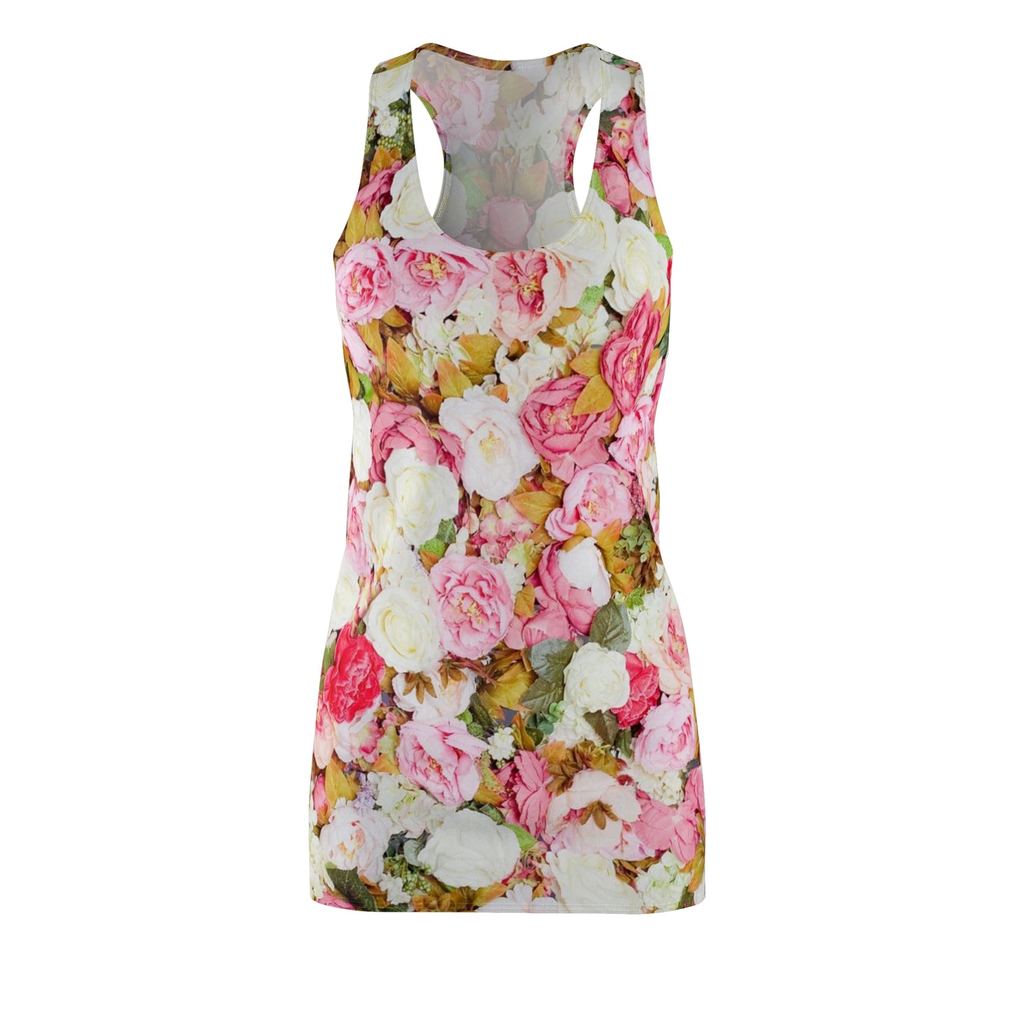 Pink Flowers - Inovax Women's Cut & Sew Racerback Dress