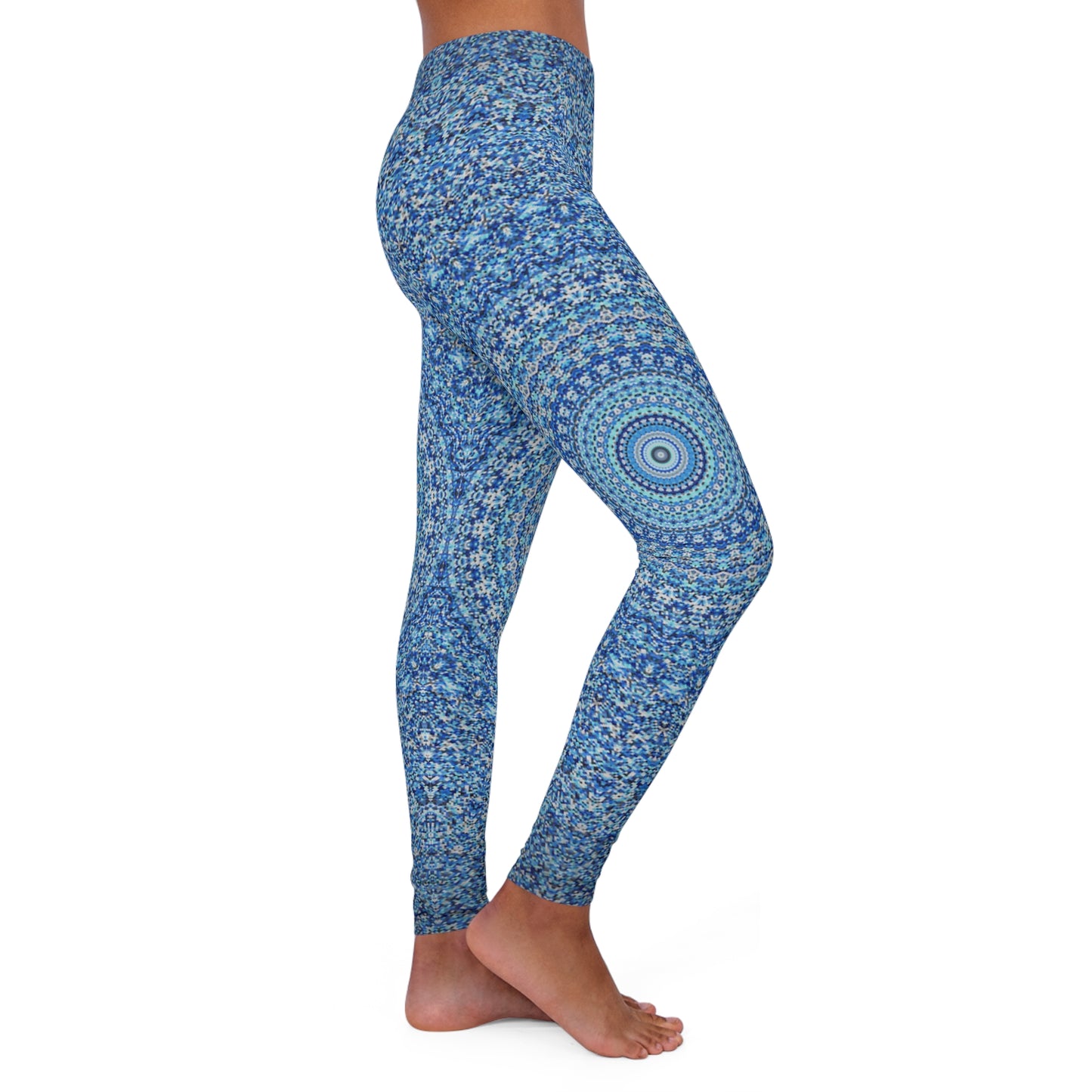 Mandala bleu - Leggings en spandex Inovax pour femmes