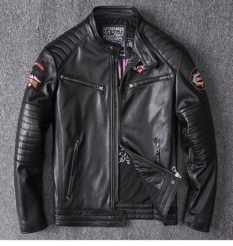 Veste de moto à col montant pour homme