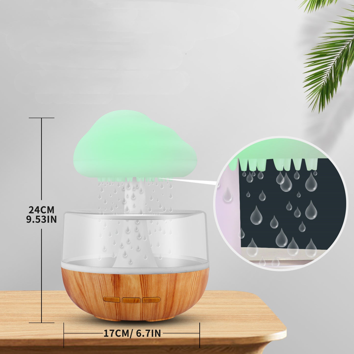 Humidificador de nube de lluvia con luz nocturna, difusor de aceites esenciales de aromaterapia, microhumidificador, estado de ánimo relajante, sonido de gota de agua para el hogar