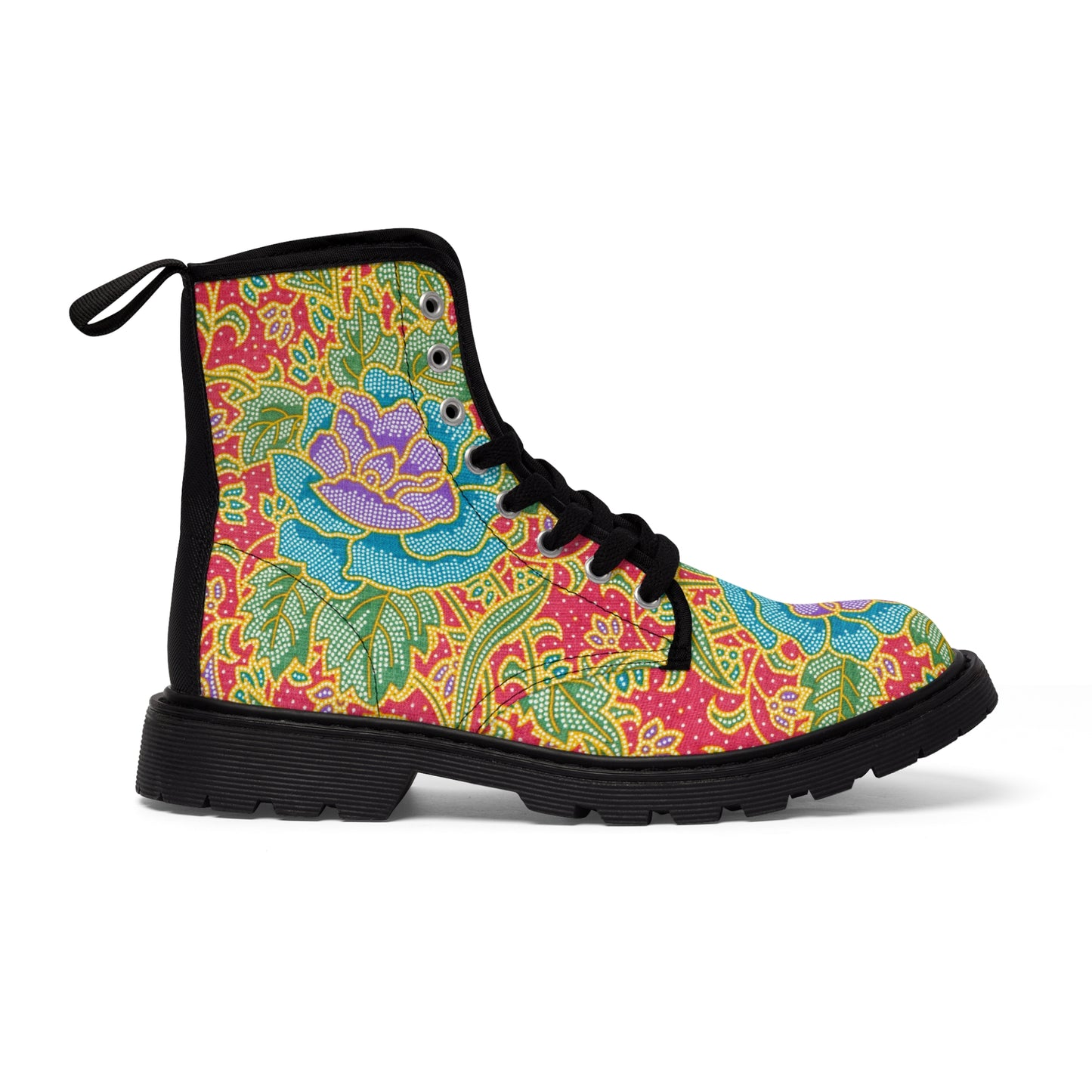 Fleurs vertes et rouges - Bottes en toile pour hommes Inovax