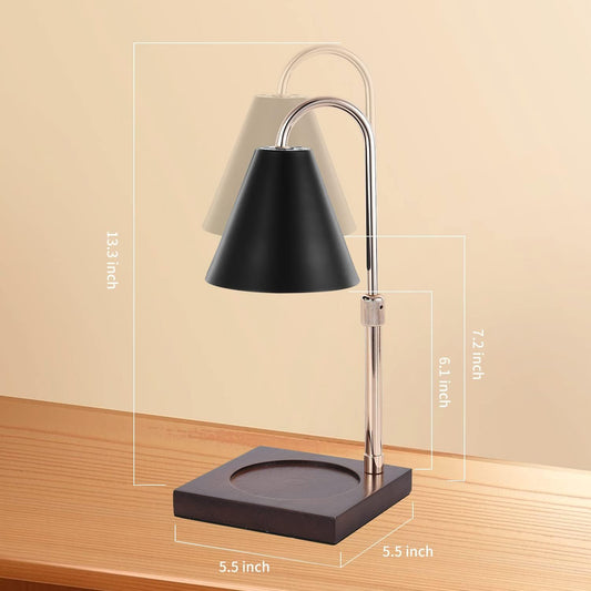 Lampe chauffe-bougie avec minuterie, variateur de hauteur réglable, base en bois, chauffe-cire électrique de haut en bas pour bougies en pot, décoration de chambre à coucher, cadeau de pendaison de crémaillère, cadeaux de fête des mères pour maman