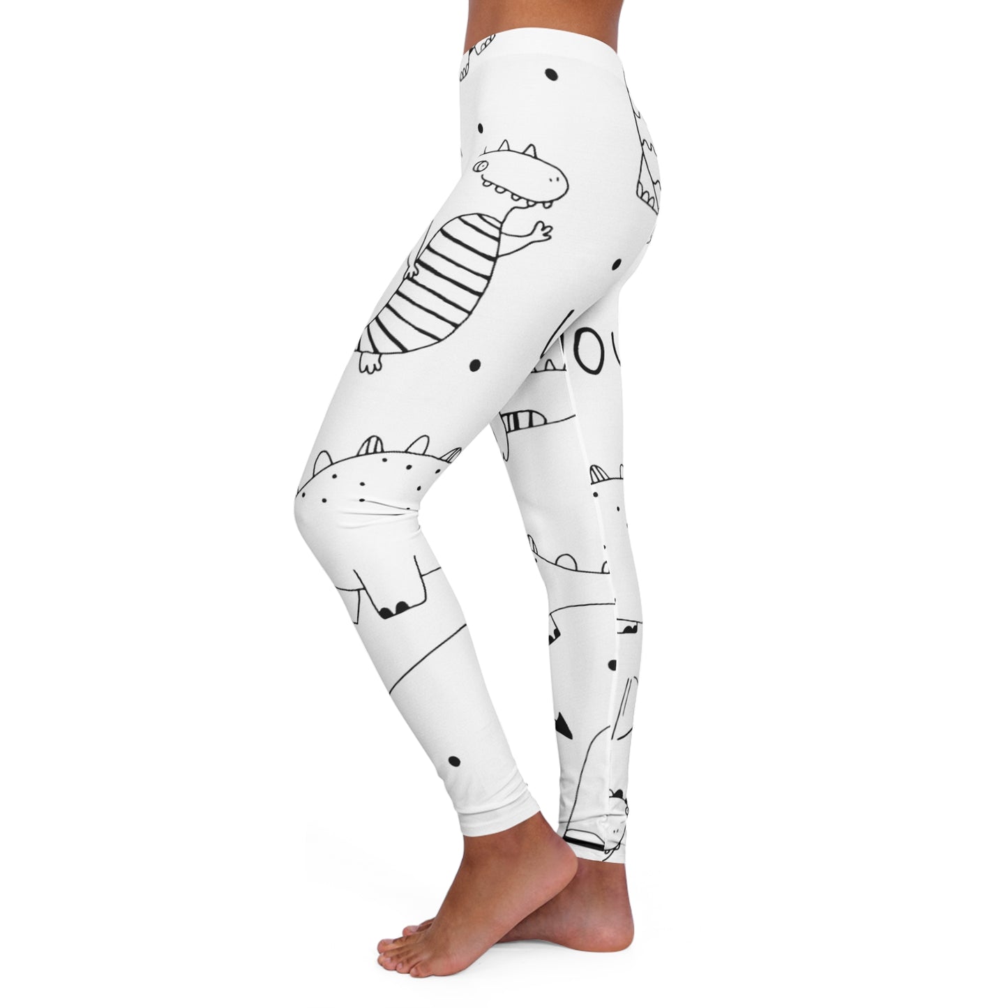 Doodle Dinosours - Leggings de spandex para mujer Inovax