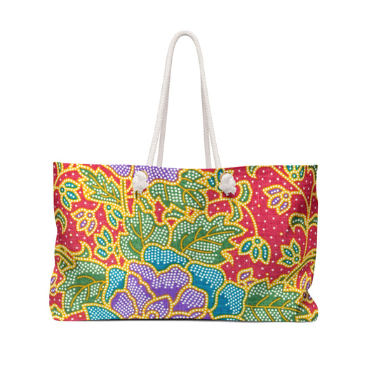 Green and red flowers - Inovax Weekender Bag