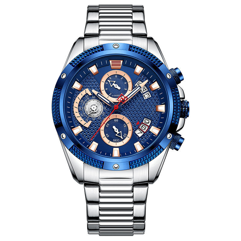 Men's Fashion Sports Waterproof Multifunctional Large Dial Quartz Watch