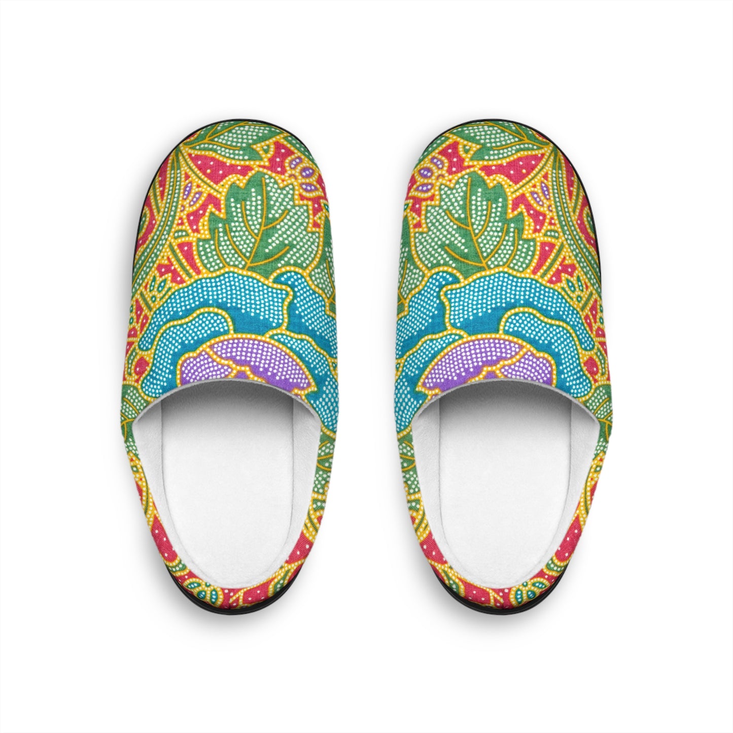 Green and red flowers - Inovax Women's Indoor Slippers