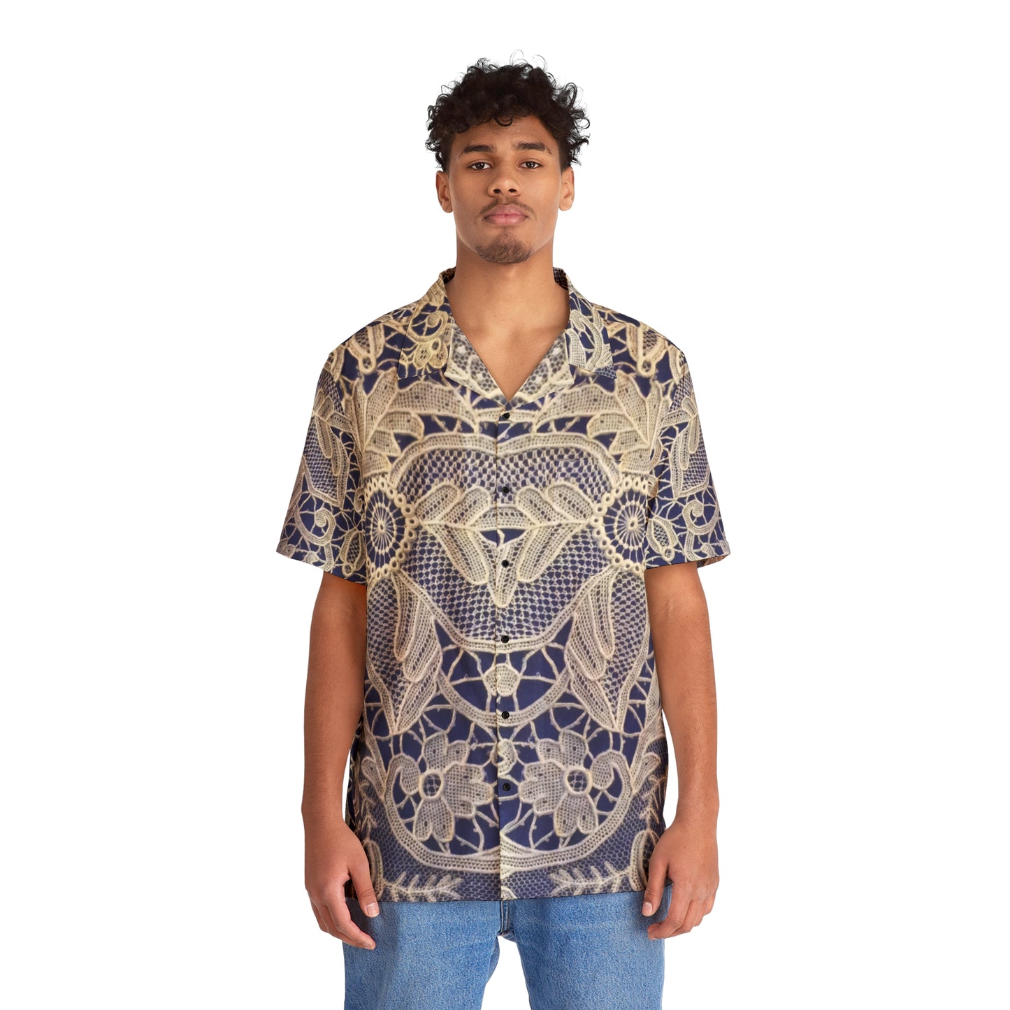 Doré et Bleu - Chemise Hawaïenne Inovax pour Homme