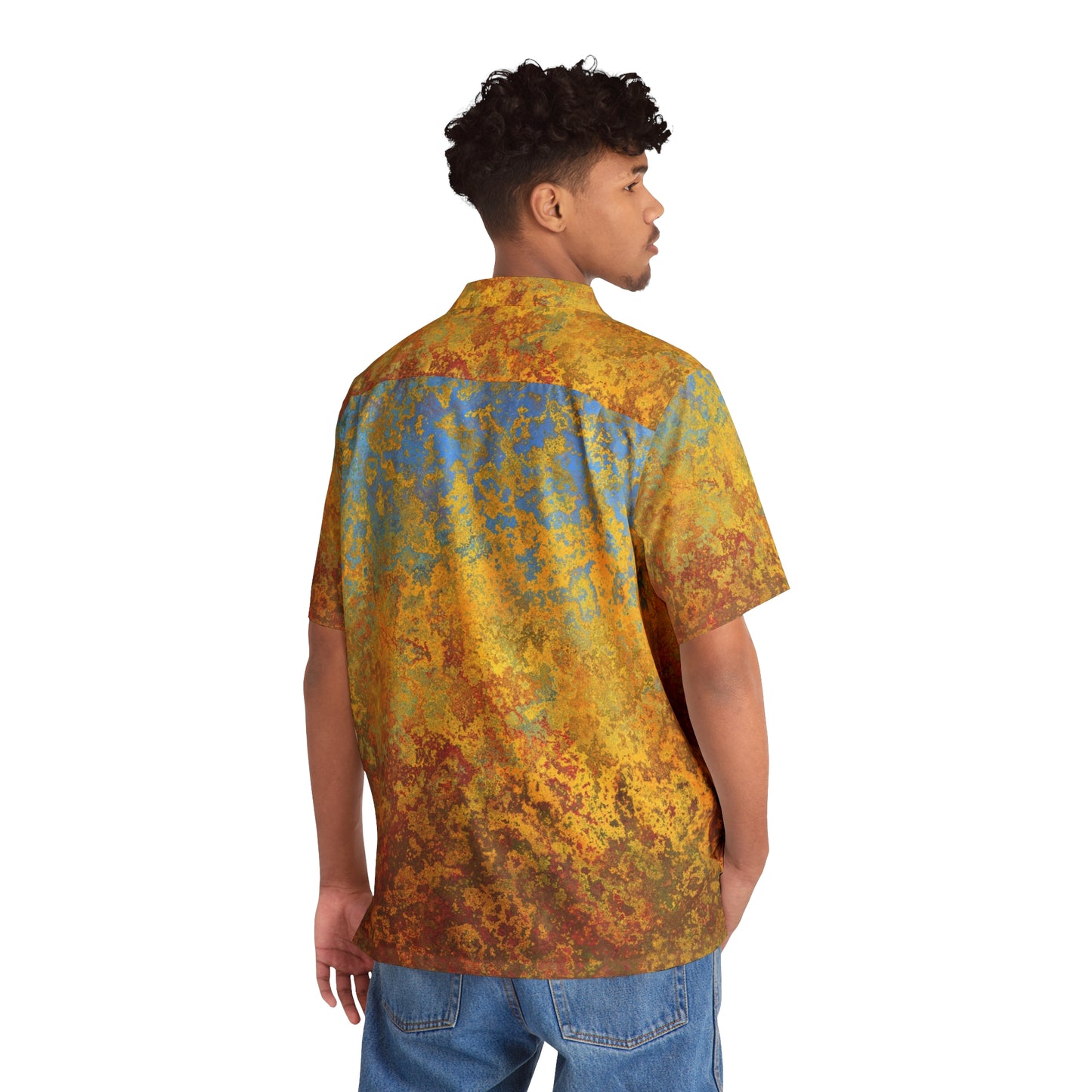 Gold and blue spots - Inovax Men's Hawaiian Shirt