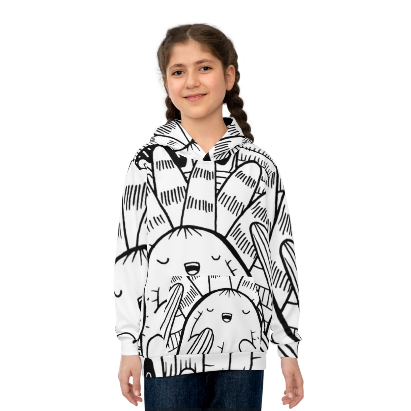 Doodle Cactus - Sudadera con capucha infantil Inovax