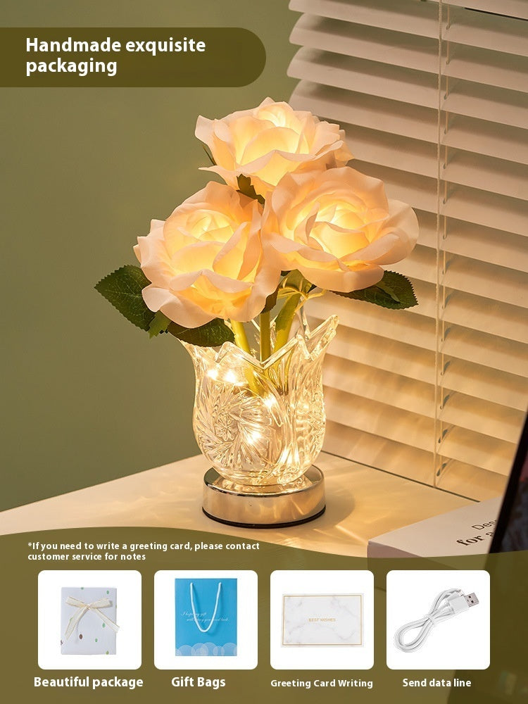 Crystal Flowers Table Lamp Bedroom Bedside Room