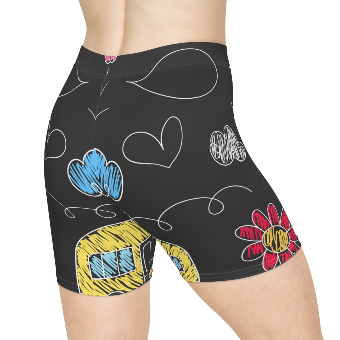 Kids Doodle Playground - Pantalones cortos de motociclista para mujer Inovax