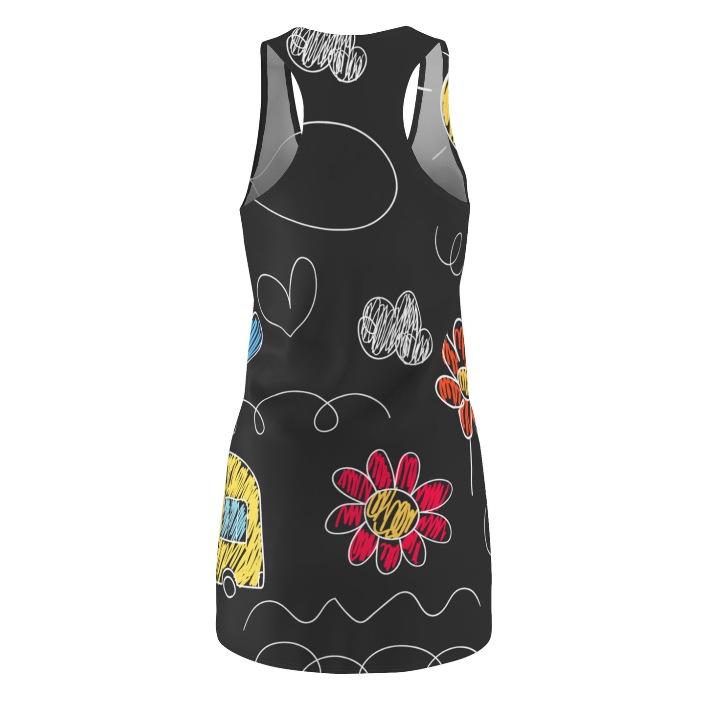 Kids Doodle Playground - Vestido con espalda cruzada cortado y cosido para mujer Inovax